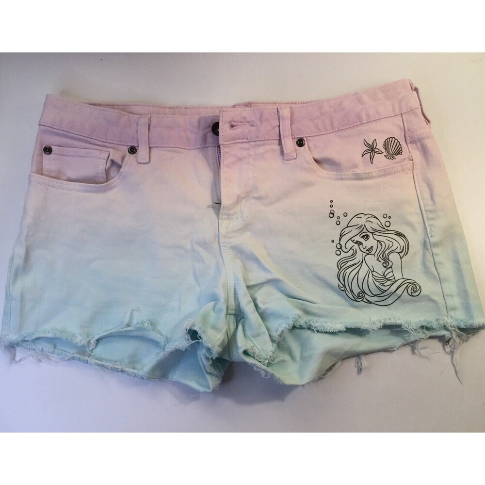 Disney The Little Mermaid Arial Dip Due Ombré Cut Off Shorts Womens Size 13